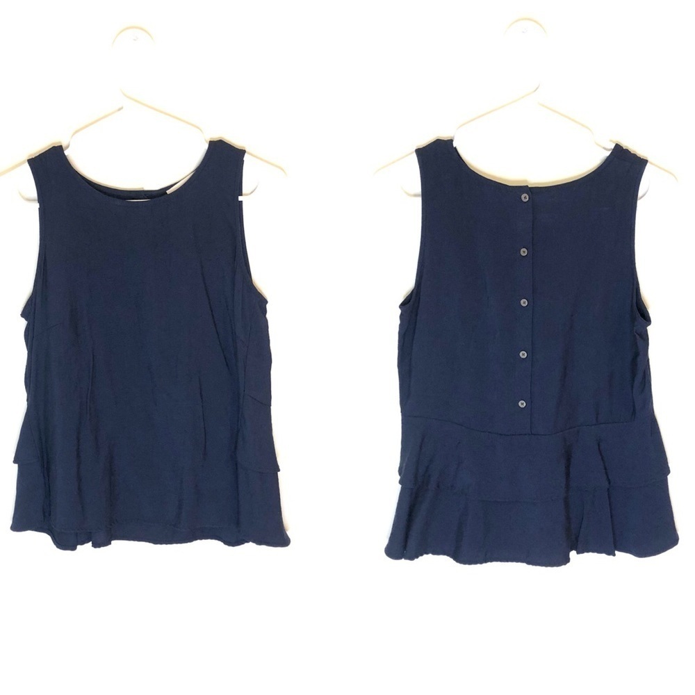 2/$30 - LOFT - Navy Sleeveless Peplum Blouse XS